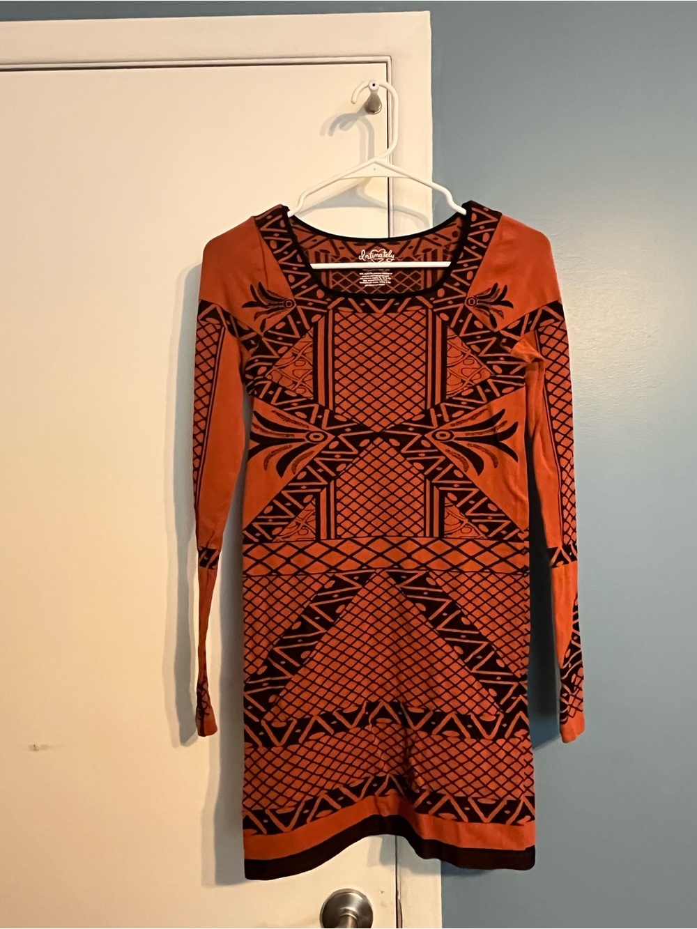 Vintage Free People Angles of Intarsia Long-Sleeve Bodycon Dress